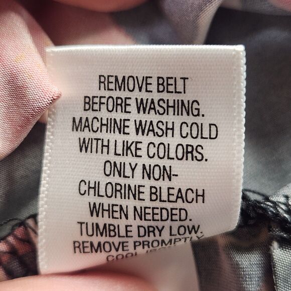 Dana Buchman Floral Dress Large Draped Neck Sleeveless Belted Black Pink Flowers - Picture 8 of 8